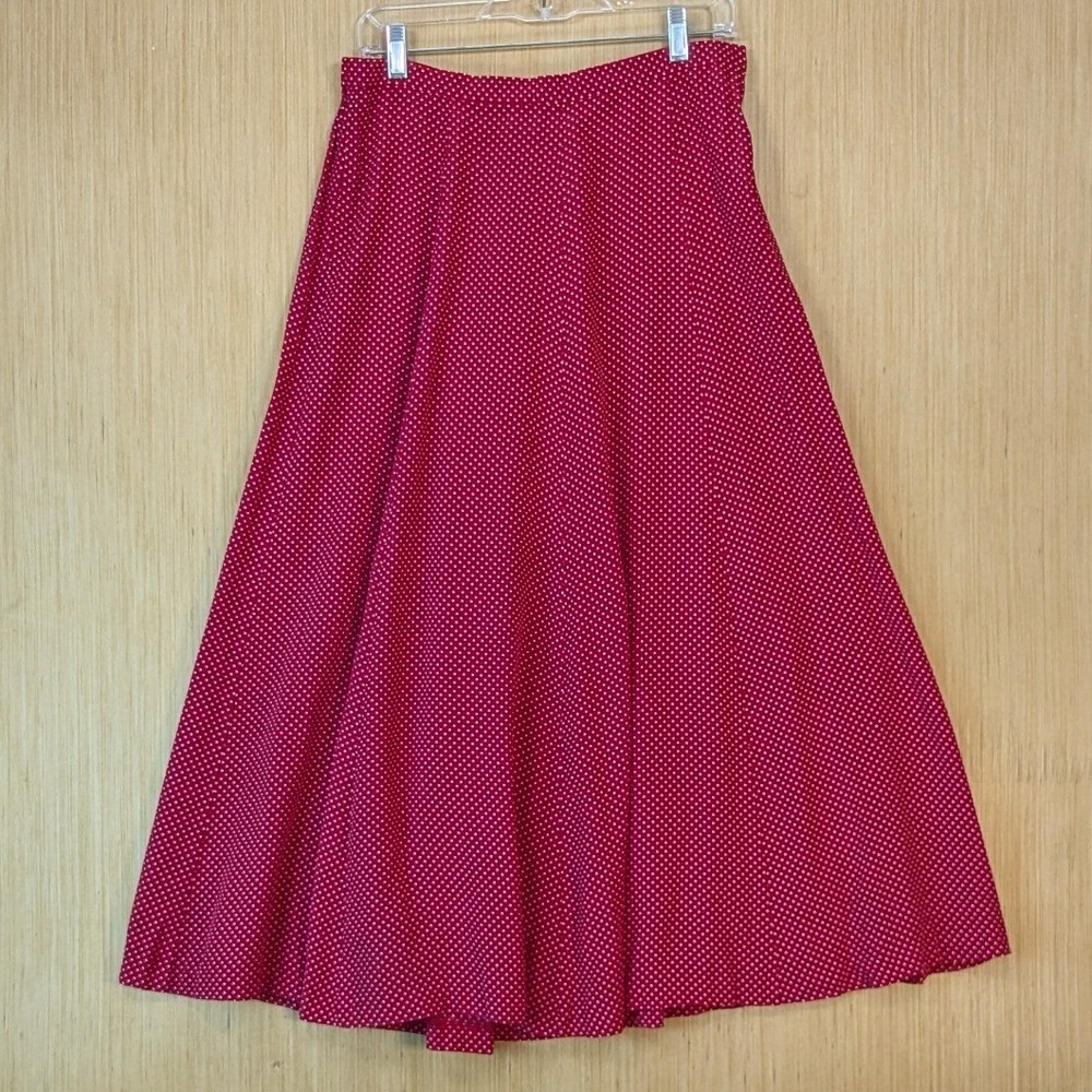Koret Vintage 90s Retro Red Polka Dot Maxi Skirt Womens 12 Feminine Flowy A-Line